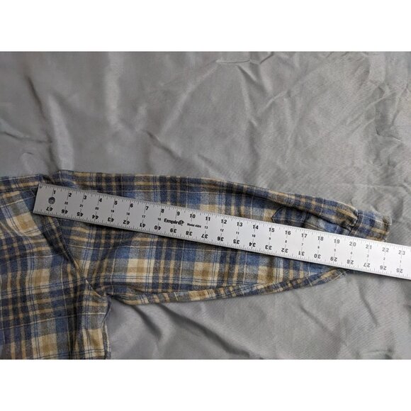 Vintage Pendleton Flannel Shirt Blue & Beige Virgin Wool Button Up Mens Size L - Picture 7 of 7